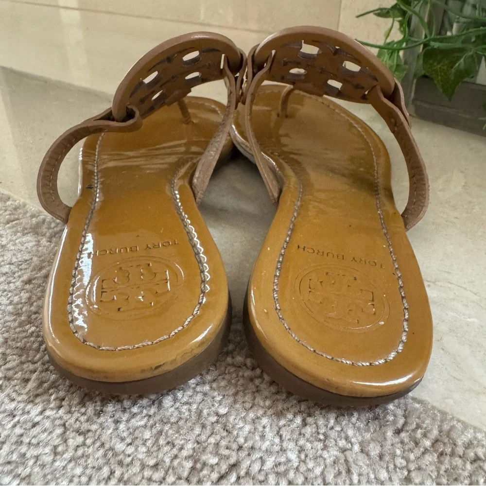 Tory Burch Miller Leather Sandals Tan